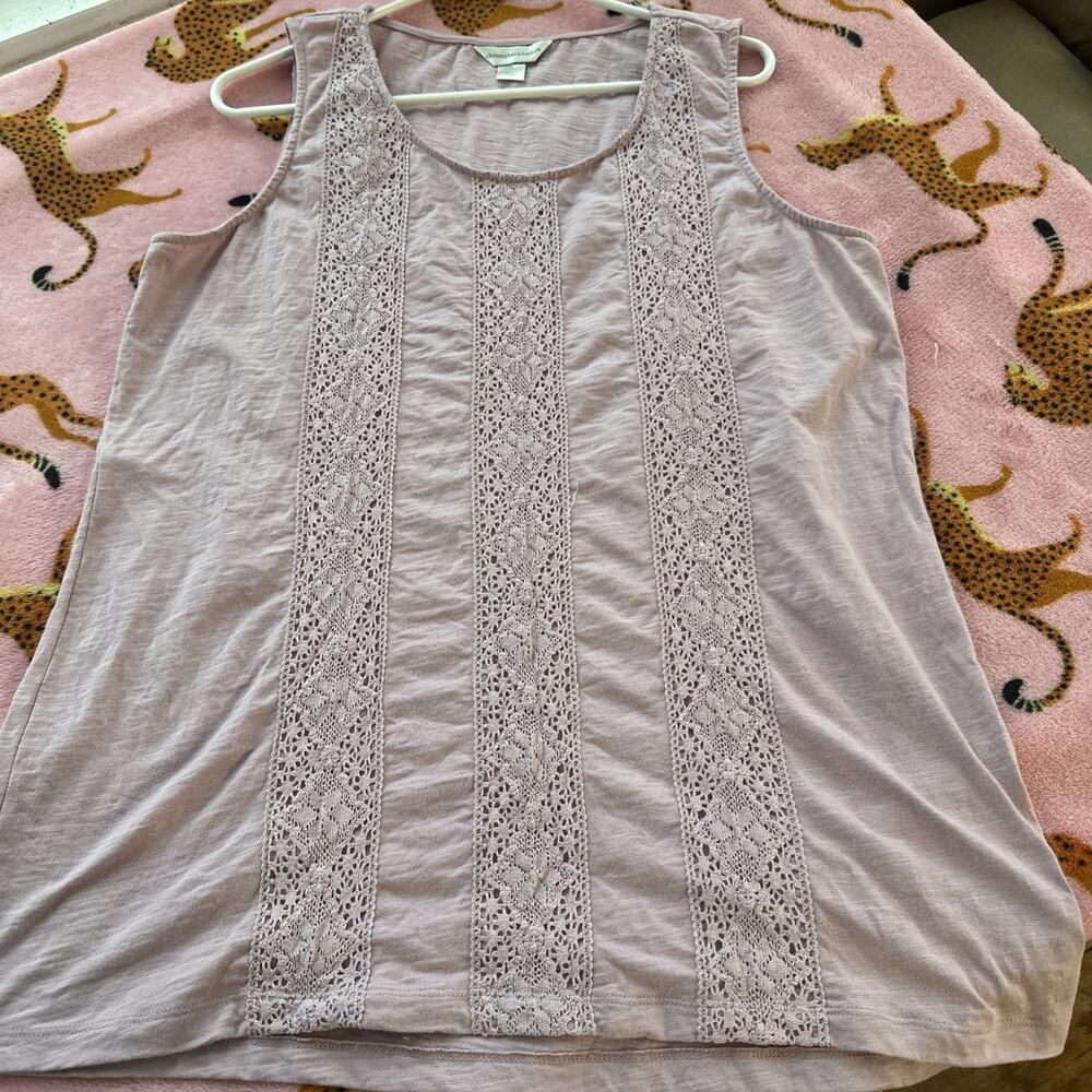 CJ Banks Womens Tank Top XL Plus Purple Floral Lace Sleeveless Blouse Shirt Boho